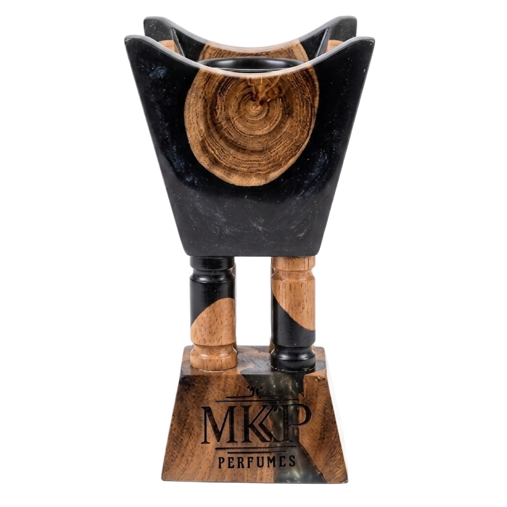 Acacia Wood and Epoxy Resin Bakhoor Incense Burner (Black)