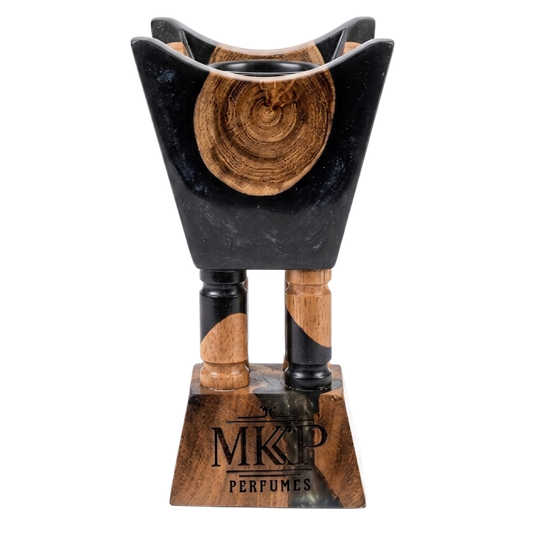 Acacia Wood and Epoxy Resin Bakhoor Incense Burner (Black)