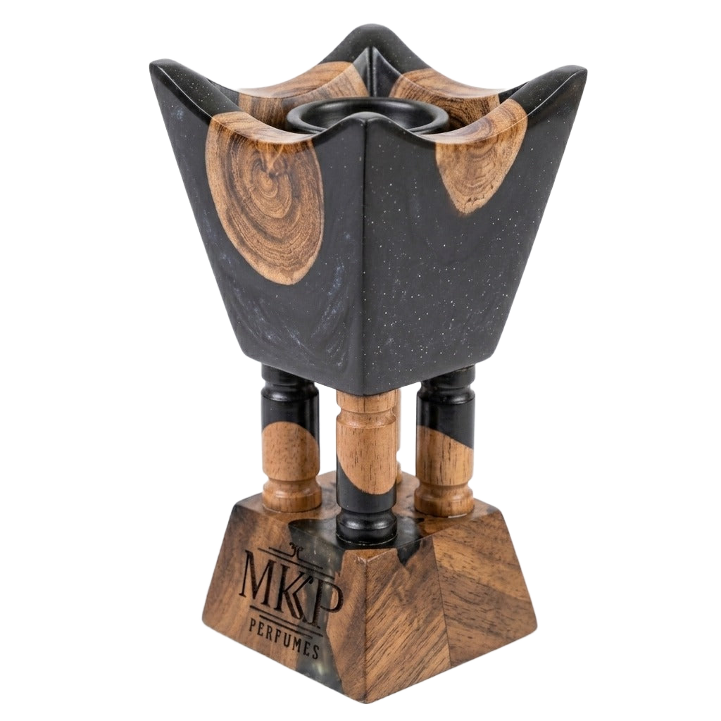 Acacia Wood and Epoxy Resin Bakhoor Incense Burner (Black)