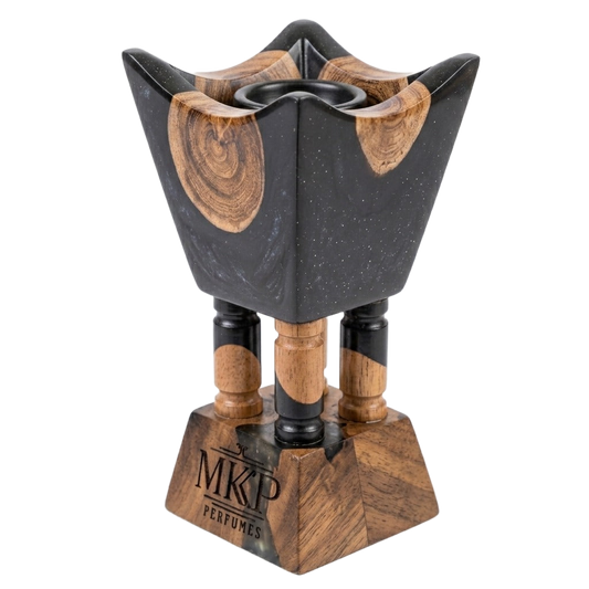 Acacia Wood and Epoxy Resin Bakhoor Incense Burner (Black)